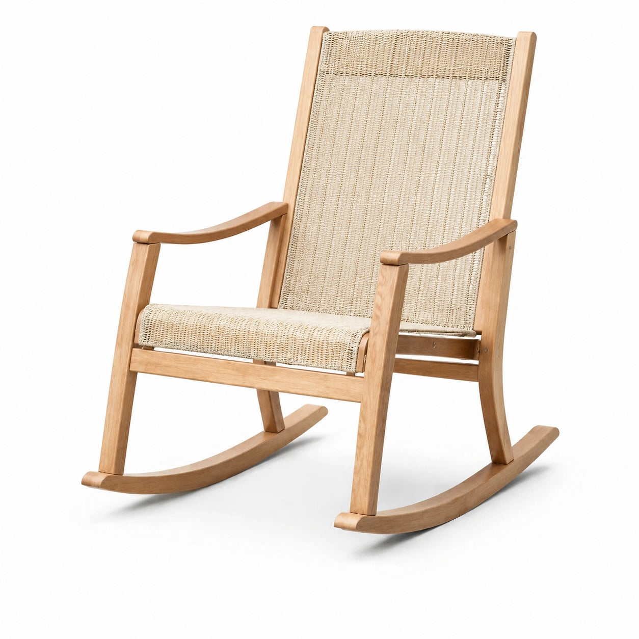 Holzschaukelstuhl Leinen Beige