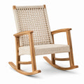Teakholz Schaukelstuhl mit Polyesterseil in Beige