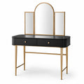 Schminktisch mit Spiegel und Schubladen aus MDF und Stahl, Schwarz/Gold