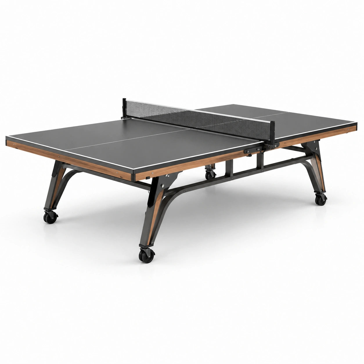 Klappbarer Tischtennistisch Schwarz MDF/Metall mit Rollen