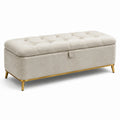 Sitzbank mit Stauraum Bouclé Beige Metallbeine