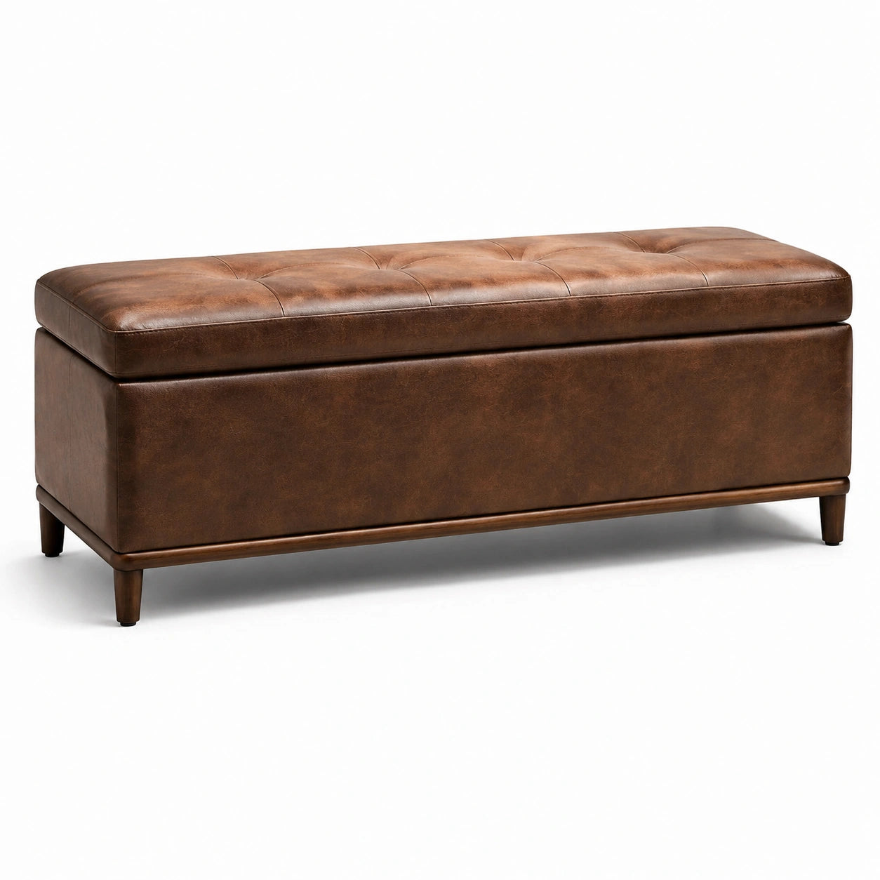 Sitzbank mit Stauraum Braun Kunstleder 120cm