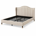 Doppelbett mit Stoffkopfteil, Beige, 160x200 cm