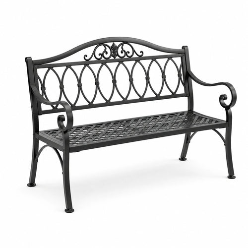 Gartenbank Metall Schwarz 126 cm