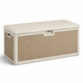 Gartenbox Kunststoff Rattan-Design 117x45x57 cm Beige