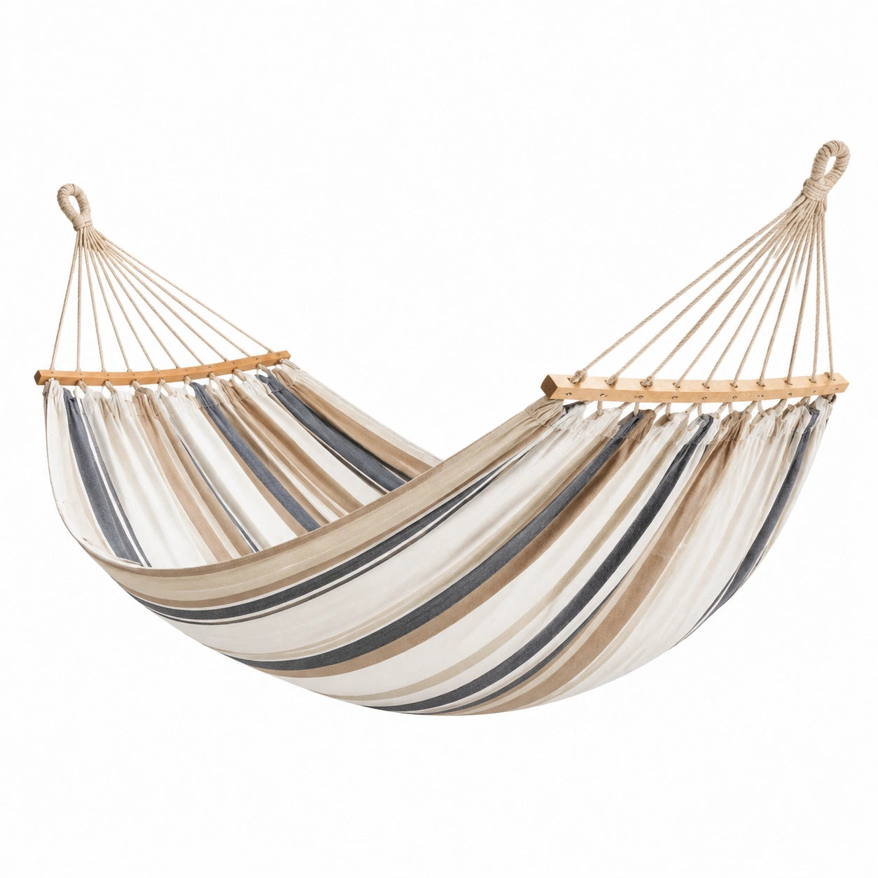 Gestreifte Hängematte 200x150 cm Baumwolle Beige/Grau