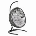 Hängesessel Rattan mit Stahlgestell grau
