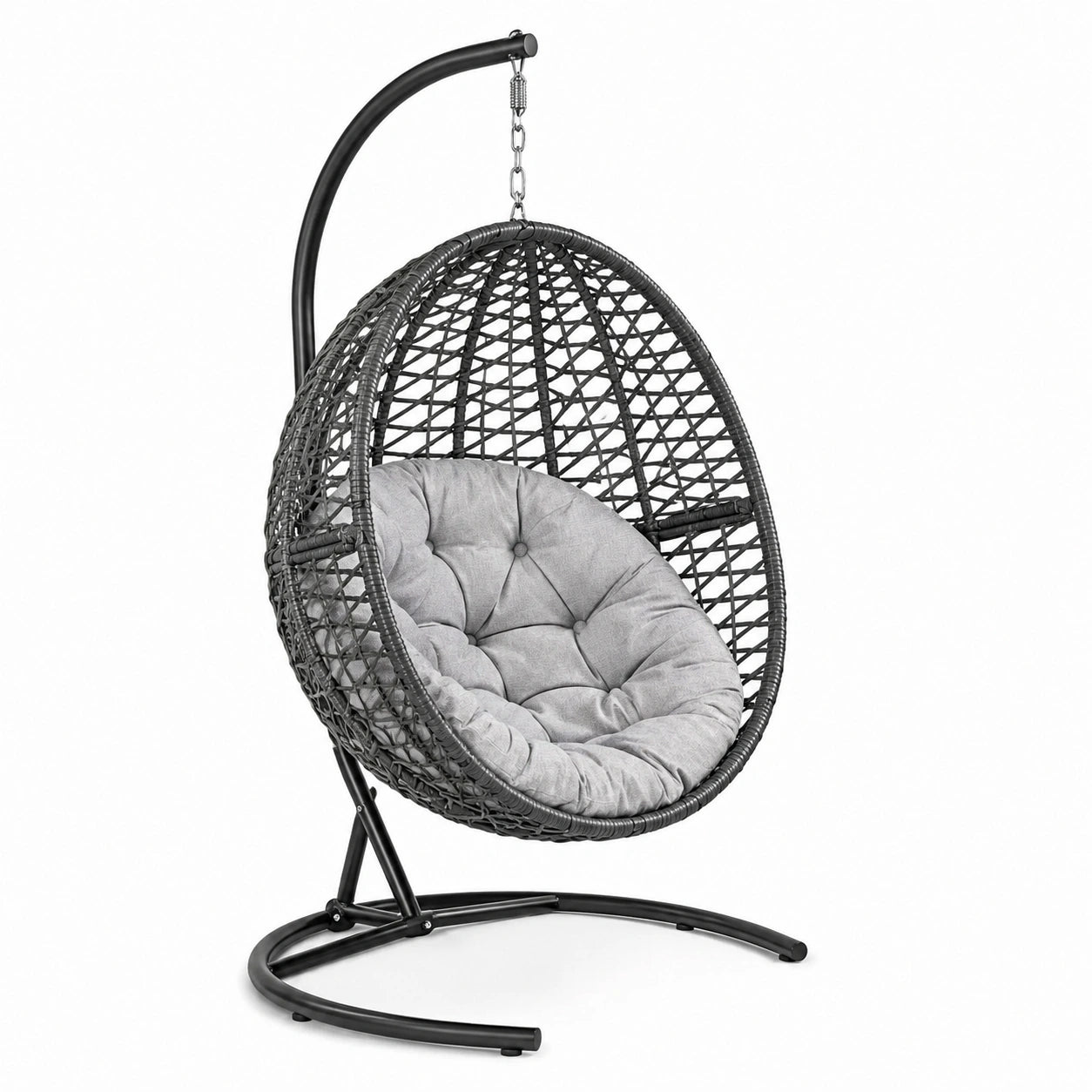 Hängesessel Rattan mit Stahlgestell grau