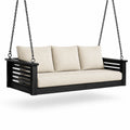 Hängesofa Schaukelbank Holz Schwarz Beige Kissen 200cm